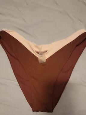 Kittenish Brown and Cream High-Cut Bikini Bottom